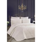 Kadınca Dükkan Çift Kişilik Avangart Kadife Yatak Örtüsü Takımı - 250 x 260 cm - Krem