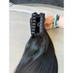 Kadınca Peruk Professionalj%100 İnsan Saçı Doğal Kestane (150 gr) Kelebek Tokalı Postij 70 cm PJ607