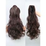 Kadınca Peruk Wavy 100% İnsan Saçı Kahve Ton At Kuyruğu Postiş 150 Gram 60 Cm Kp532