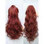 Kadınca Peruk Wavy 100% İnsan Saçı Koyu Bakır Ton At Kuyruğu Postiş 150 Gram 60 Cm