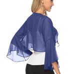Kadınlar fırfır şifon omuz silkme, kadın şifon için omuz silkme, Kırpılmış yaz kısa kollu gevşek pelerin, Fırfır kırpılmış şifon pelerinleri bolero omuz silkme hırkalı gece elbisesi