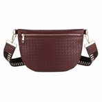 Kadınlar için% 100 Gerçek Deri Dokuma Deri Crossbody Sling Çanta - Ayarlanabilir Kayış ve Altın Fermuar - Şık Bel Bel Fanny Paketi, bordo, One Size