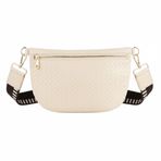 Kadınlar için% 100 Gerçek Deri Dokuma Deri Crossbody Sling Çanta - Ayarlanabilir Kayış ve Altın Fermuar - Şık Bel Bel Fanny Paketi, krem, One Size