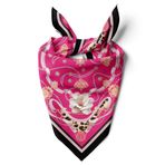 Kadınlar için 55cm x 55cm Fular Küçük Kare Hafif Çiçek Desenli Bandana Boyun Şal, Saç veya Boyun için Etnik Kare Başörtüsü (Kemer Tasarımı 4)