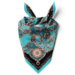 Kadınlar için 55cm x 55cm Fular Küçük Kare Hafif Çiçek Desenli Bandana Boyun Şal, Saç veya Boyun için Etnik Kare Başörtüsü (Kemer Tasarımı 5)