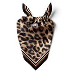 Kadınlar için 55cm x 55cm Fular Küçük Kare Hafif Çiçek Desenli Bandana Boyun Şal, Saç veya Boyun için Etnik Kare Başörtüsü (Leopar Tasarımı 5)