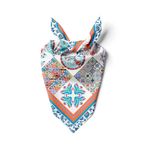 Kadınlar için 55cm x 55cm Fular Küçük Kare Hafif Çiçek Desenli Bandana Boyun Şal, Saç veya Boyun için Etnik Kare Başörtüsü (Mavi Tasarım 2)