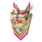 Kadınlar için 55cm x 55cm Fular Küçük Kare Hafif Çiçek Desenli Bandana Boyun Şal, Saç veya Boyun için Etnik Kare Başörtüsü (Meyve Tasarımı 1)