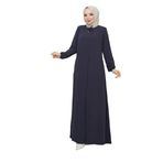 Kadınlar İçin Abaya Uzun Kollu Gizli Fermuarlı Siyah Cepli Müslüman Elbise (Gri, 40)