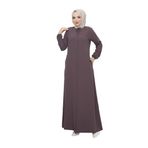 Kadınlar İçin Abaya Uzun Kollu Gizli Fermuarlı Siyah Cepli Müslüman Elbise (Vizon, 38)