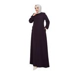 Kadınlar İçin Abaya Uzun Kollu Kol Düğme Detaylı Gizli Fermuarlı Gizli Cepli Müslüman Elbise (Mor, 42)