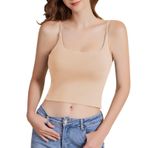 Kadınlar için atlet, entegre sütyen, V yaka, kolsuz atlet, yaz, Basic, spor, yoga, atlet, tişört, Bej, XL