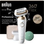 Kadınlar Için Braun Silk-Épil 9 Flex Epilatör,esnek 360° Başlık, Islak ve Kuru, Uzun Ömürlü Epilasyon, Bayan Tıraş Makinesi, Su Geçirmez - Dahil. Tıraş Aparatı, Düzeltici Aparatı, 9-071 3d,beyaz/altın