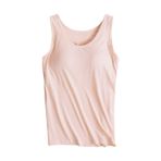 Kadınlar için entegre sütyenli atlet, büyük beden, kolsuz yelek, yaz, pamuk, temel, spor, yoga, atlet, bej, M, Bej, M