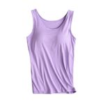 Kadınlar için entegre sütyenli atlet, büyük beden, kolsuz yelek, yaz, pamuk, temel, spor, yoga, atlet, mor, S, mor, S
