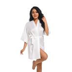Kadınlar için ipek bornoz, gelin nedime bornozu, düğün, parti, yumuşak kimono bornoz, kadınlar için, kısa gecelik, Beyaz, M
