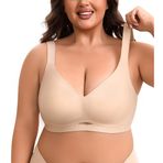 Kadınlar için kablosuz Jöle Sütyen Hiçbir Dolgu Push Up Konfor Tam Kapsama Bayan Sutyen Hiçbir Balenli Destek ile, Çıplak, XL