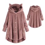 Kadınlar için Kapüşonlu | Düz Renk Tüylü Ceket Kışlık Mont | Polar Kapüşonlu Sweatshirt, Kadınlar için Sıcak Büyük Boy Dış Giyim Dış Mekan Kış, pinguin gri, XXL