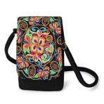 Kadınlar için mini cep telefonu çantası. Boho-etnik omuz çantası. Hippie Crossbody Hobo el çantası-ayarlanabilir kayışlı. Çiçek işlemeli vintage bozuk para cüzdanı kızlar için, Siyah, S