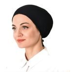 Kadınlar için Müslüman Mini Hicap Kepi, Başörtüsü Undercap, Iç Bonnet, İslam Türk Hicap Underscarf Kapağı% 100 Pamuk 2 adet/takım, Siyah, Tek Beden
