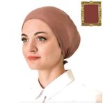 Kadınlar için Müslüman Mini Tesettür Şapkası, Kemo Şapka ve Atkı Başörtüsü%100 Pamuk 2 Adet/Set, Kahverengi, Tek Beden