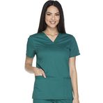Kadınlar için Scrubs İş Kıyafeti Core Streç V Yaka Üst, Yumuşak Fırçalı Fitilli Kumaş WW630, Avcı, L