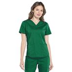 Kadınlar için Scrubs İş Kıyafeti Profesyoneller V Yaka Üst, Yumuşak Esnek WW665, Avcı Yeşili, 3XL Artı