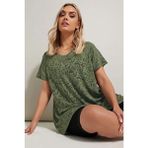 Kadınlar İçin Stil Diva Büyük Beden V Yaka Kolsuz Dantel T-Shirt 304091 Nakışlı Desenli - Çok Renkli