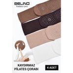 Kadınlar Için Taban Altı Kaydırmaz Hamile,dans ve Pilates Çorabı 4 Lü Paket - 36 - 40 - Çok Renkli