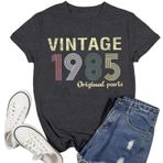 Kadınlar için Vintage 1985 40. Doğum Günü Tişörtü, Siyah, L