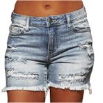 Kadınlar için yaz sonbahar Denim gevşek Fit Cowgirl yüksek kesim yırtık pantolon şort kot kadın 2025, B-212 Kraliyet Mavisi, S
