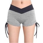 Kadınlar için yaz sonbahar egzersiz spor salonu Yoga şal dantelli Scrunch ganimet şort şort kadınlar 2025 moda düzenli Fit, W-085 Gri, XXL
