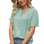Kadınlar Kısa Süreli Bluz, Zarif Polyester Fiber, fırfırlı ücretsiz Kadınların Tepesi, iş Için Yumuşak V -neckline (M)