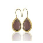 Kadir Jewellery 22 Ayar Altın Kaplama Damla Taşlı Küpe -El İşçiliği Ve Hipoalerjenik Küpe (Bordo)