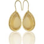 Kadir Jewellery 22 Ayar Altın Kaplama Damla Taşlı Küpe -El İşçiliği Ve Hipoalerjenik Küpe (Sarı)