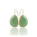 Kadir Jewellery 22 Ayar Altın Kaplama Fosil Taşlı Küpe -El İşçiliği Ve Hipoalerjenik Küpe (Yeşil)