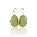 Kadir Jewellery 22 Ayar Altın Kaplama Fosil Taşlı Küpe -El İşçiliği Ve Hipoalerjenik Küpe (Zeytin Yeşili)