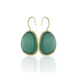 Kadir Jewellery 22 Ayar Altın Kaplama Fosil Taşlı Küpe -El İşçiliği Ve Hipoalerjenik Küpe