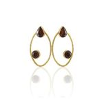 Kadir Jewellery 22 Ayar Altın Kaplama Geometrik Küpe -El İşçiliği Ve Hipoalerjenik Küpe (Bordo)