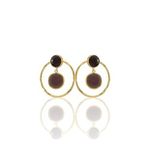 Kadir Jewellery 22 Ayar Altın Kaplama Kadın Halka Küpe -El İşçiliği Ve Hipoalerjenik Küpe (Bordo)