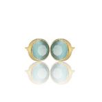 Kadir Jewellery 22 Ayar Altın Kaplama Kadın Minimal Küpe -El İşçiliği Ve Hipoalerjenik Küpe (Açık Mavi)