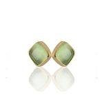 Kadir Jewellery 22 Ayar Altın Kaplama Kadın Minimal Küpe -El İşçiliği Ve Hipoalerjenik Küpe (Açık Yeşil)