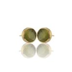 Kadir Jewellery 22 Ayar Altın Kaplama Kadın Minimal Küpe -El İşçiliği Ve Hipoalerjenik Küpe (Zeytin Yeşili)