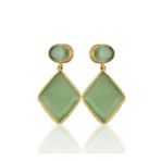 Kadir Jewellery 22 Ayar Altın Kaplama Kadın Sallantılı Küpe -El İşçiliği Ve Hipoalerjenik Küpe (Açık Yeşil)
