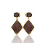 Kadir Jewellery 22 Ayar Altın Kaplama Kadın Sallantılı Küpe -El İşçiliği Ve Hipoalerjenik Küpe (Bordo)