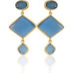 Kadir Jewellery 22 Ayar Altın Kaplama Kadın Sallantılı Küpe -El Işçiliği ve Hipoalerjenik Küpe - Çivit