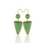 Kadir Jewellery 22 Ayar Altın Kaplama Kadın Sallantılı Küpe -El İşçiliği Ve Hipoalerjenik Küpe (Yeşil)
