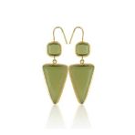 Kadir Jewellery 22 Ayar Altın Kaplama Kadın Sallantılı Küpe -El İşçiliği Ve Hipoalerjenik Küpe (Zeytin Yeşili)