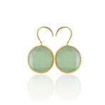Kadir Jewellery 22 Ayar Altın Kaplama Kadın Taşlı Küpe -El İşçiliği Ve Hipoalerjenik Küpe (Açık Yeşil)