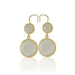 Kadir Jewellery 22 Ayar Altın Kaplama Kadın Taşlı Küpe -El İşçiliği Ve Hipoalerjenik Küpe (Beyaz)